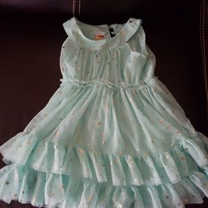 3t Mint Dress with Gold Stars